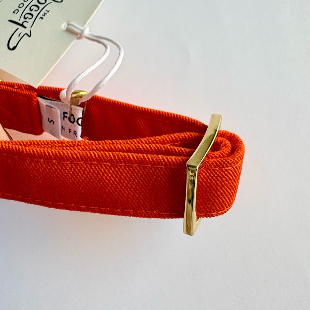 The Foggy Dog Orange Dog Collar Small Gold Hardware Pet Fall Harvest NEW w/ tags - Picture 7 of 13